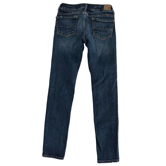 American Eagle | Women's Blue 5-Pocket Design Ankle Skinny Stretch Jeans Size 0 - Picture 2 of 8